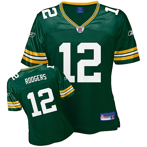 Packers #12 Aaron Rodgers Green Women's Team Color Stitched NFL Jersey